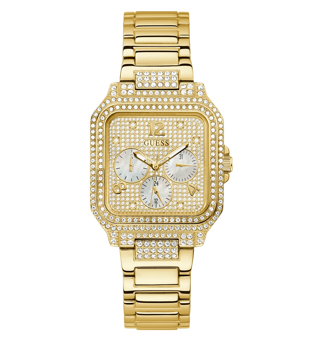 Montre guess 2025 homme or diamant